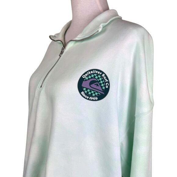 Quicksilver NWT Tie Dye Long Sleeve Logo Collared Quarter Zip Cropped Pullover - Picture 7 of 13